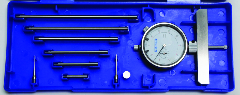 0 - 22" Measuring Range (.001" Grad.) - Dial Depth Gage with 4" Base - Caliber Tooling