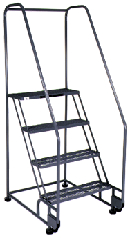 Model 4TR26E4; 4 Steps; 28 x 47'' Base Size - Tilt-N-Roll Ladder - Caliber Tooling