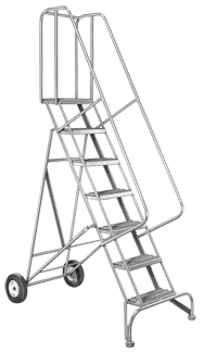 Model 6500; 12 Steps; 30 x 92'' Base Size - Roll-N-Fold Ladder - Caliber Tooling