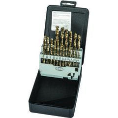 21 Pc. 1/16" - 3/8" by 64ths Cobalt Bronze Oxide Jobber Drill Set - Caliber Tooling