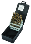 29 Pc. 1/16" - 1/2" by 64ths Cobalt Bronze Oxide Screw Machine Drill Set - Caliber Tooling