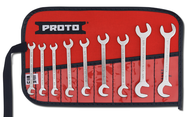 Proto® 9 Piece Satin Short Angle Open-End Wrench Set - Caliber Tooling