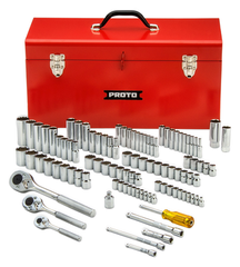 Proto® 1/4", 3/8", & 1/2" Drive 101 Piece Socket Set- 6, 8, & 12 Point w/ Box J9975R - Caliber Tooling