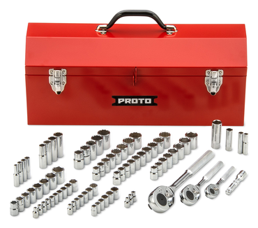 Proto® 1/4", 3/8", & 1/2" Drive 81 Piece Socket Set- 6 & 12 Point w/ Box J9971R - Caliber Tooling