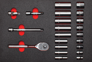 Proto® Foamed  3/8" Drive 22 Piece Socket Set w/ Classic Pear Head Ratchet - Full Polish - 12 Point - Caliber Tooling