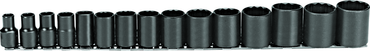 Proto® 1/2" Drive 15 Piece Black Oxide Socket Set - 12 Point - Caliber Tooling