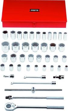 Proto® 3/4" Drive 42 Piece Combination Socket Set - 12 and 6 Point - Caliber Tooling