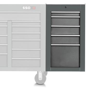 Proto® 550S Side Cabinet - 5 Drawer, Dual Gray - Caliber Tooling