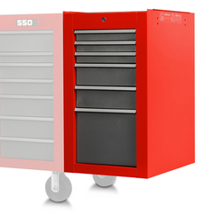 Proto® 550S Side Cabinet - 6 Drawer, Safety Red and Gray - Caliber Tooling