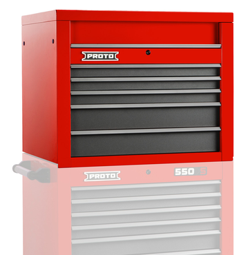 Proto® 550S 34" Top Chest - 5 Drawer, Safety Red and Gray - Caliber Tooling