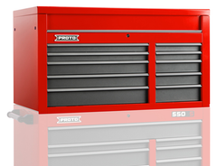 Proto® 550S 50" Top Chest - 10 Drawer, Safety Red and Gray - Caliber Tooling