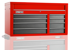 Proto® 550S 50" Top Chest - 8 Drawer, Safety Red and Gray - Caliber Tooling