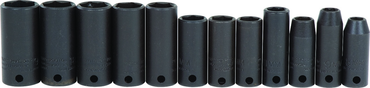 Proto® 3/8" Drive 12 Piece Metric Thin Wall Deep Impact Socket Set - 6 Point - Caliber Tooling