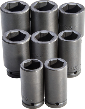 Proto® 3/4" Drive 8 Piece Deep Impact Socket Set - 6 Point - Caliber Tooling