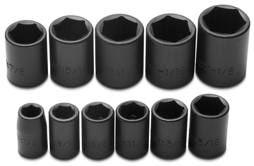 Proto® 1/2" Drive 11 Piece Impact Socket Set - 6 Point - Caliber Tooling