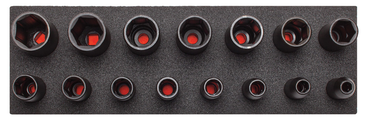 Proto® Foamed 1/2" Drive 15 Piece Deep Impact Socket Set - Black Oxide - 6 Point - Caliber Tooling