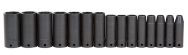 Proto® 1/2" Drive 15 Piece Deep Thin Wall Impact Socket Set - 6 Point - Caliber Tooling