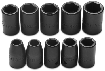 Proto® 1/2" Drive 10 Piece Metric Impact Socket Set - 6 Point - Caliber Tooling