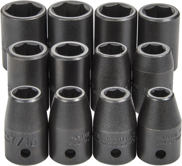 Proto® 1/2" Drive 12 Piece Impact Socket Set - 6 Point - Caliber Tooling