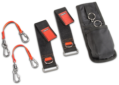 Proto® Tethering D-Ring Pouch Set with Two Pockets, Retractable Lanyard, and D-Ring Wrist Strap System with (2) JWS-DR and (2) JLANWR6LB - Caliber Tooling