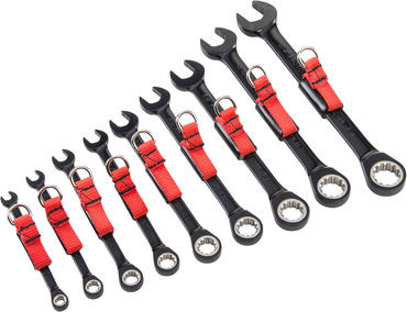 Proto® Tether-Ready 9 Piece Black Chrome Non-Reversible Combination Ratcheting Wrench Set - Spline - Caliber Tooling