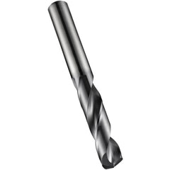 39/64″ Dia. × 16 mm Shank × 65 mm Flute Length × 115 mm OAL, 140°, TiAlN, External Coolant, DIN 6535 HA | DIN 6537 K, Round Solid Carbide Drill - Exact Industrial Supply