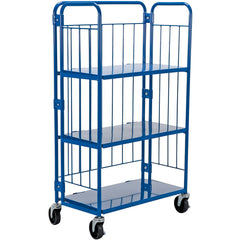 Blue Nestable Roller Container 3 Shelf - Exact Industrial Supply