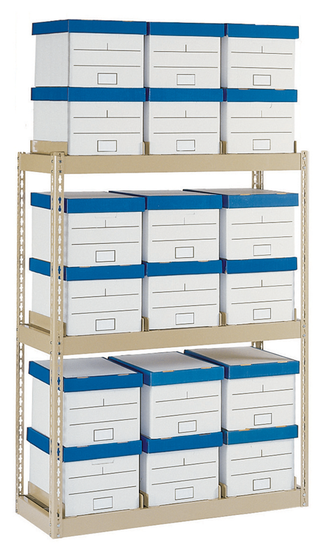 42 x 16.94 x 60" - 3 Level Records Storage Rack (Tan) - Caliber Tooling