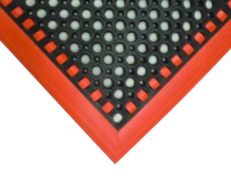 40" x 124" x 7/8" Thick Safety Wet / Dry Mat - Black / Orange - Caliber Tooling