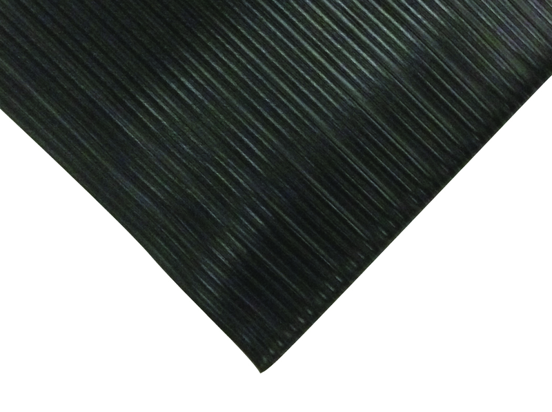 6' x 60' x 3/8" Thick Soft Comfort Mat - Black Standard Ribbed - Caliber Tooling