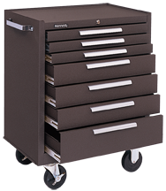 7-Drawer Roller Cabinet w/ball bearing Dwr slides - 35'' x 18'' x 27'' Brown - Caliber Tooling