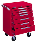 7-Drawer Roller Cabinet w/ball bearing Dwr slides - 35'' x 18'' x 27'' Red - Caliber Tooling