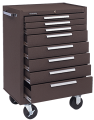 8-Drawer Roller Cabinet w/ball bearing Dwr slides - 39'' x 18'' x 27'' Brown - Caliber Tooling