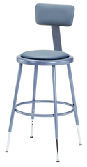 19" - 27" Adjustable Padded Stool With Padded Backrest - Caliber Tooling