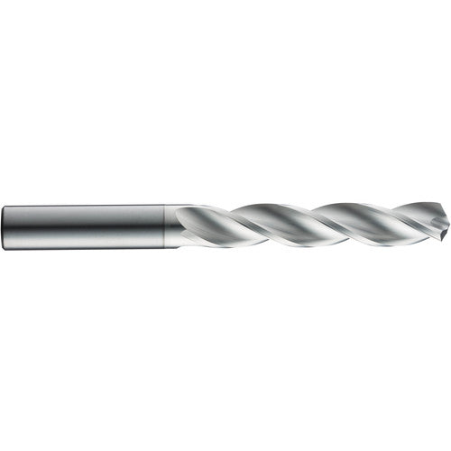 8.5 mm Dia. × 10 mm Shank × 61 mm Flute Length × 103 mm OAL, 5xD, 124°, Uncoated, 3 Flute, External, Round Solid Carbide Drill - Exact Industrial Supply