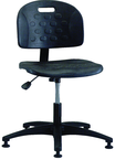 Polyurethane Stool - Standard Glides, Casters Optional, Pneumatic Hht Adj, Contoured Waterfall Seat, Adj Contoured Backrest, Black Reinforced ABS Base, Desk Hgt 16.5"-21.5" - Caliber Tooling