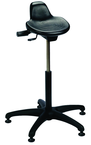 Sit Stand - 14" Soft Polyurethane, Contoured, Tilting Seat,  27" Dia.-Stable 5 Star Base with Heavy Duty Stationary Glides, Seat height 20"-30" - Caliber Tooling