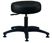 Heavy-Duty NaughaSoft Vinyl Stool - 16 x 4" Round Seat, Backless, Pneumatic Seat Hgt Adj, Standard Glides --Black -- Desk height 16.5"-21.5" - Caliber Tooling