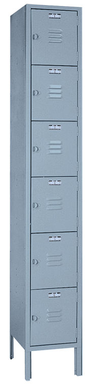 12 x 15 x 72'' (6 Openings) - 1 Wide 6 Tier Locker - Caliber Tooling