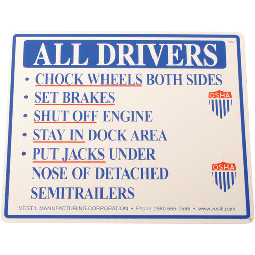 Aluminum Driver Beware Instruction Sign