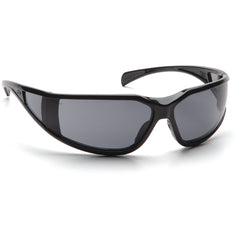 Safety Glasses - Curved Lens, Black Frame, Gray Fog Free - Caliber Tooling