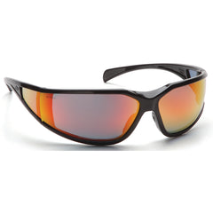 Safety Glasses - Curved Lens, Black Frame, Sky Red Mirror - Caliber Tooling