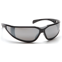 Safety Glasses - Curved Lens, Black Frame, Silver Mirror - Caliber Tooling