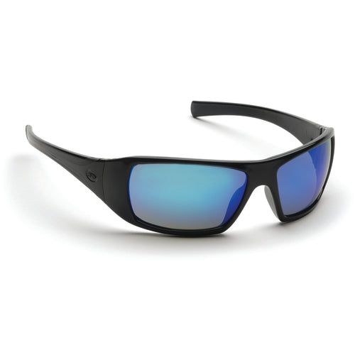 Safety Glasses - Black Frame, Ice Blue Mirror Lens - Caliber Tooling