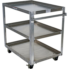 Alum Service Cart W/ Three 28 × 48 Shelves - Exact Industrial Supply