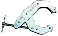 T-Handle Deep Throat Clamp - 2-1/4'' Throat Depth, 4-1/2'' Max. Opening - Caliber Tooling