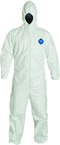 Tyvek® White Zip Up Coveralls w/ Attached Hood & Elastic Wrists  - X-Large (case of 25) - Caliber Tooling