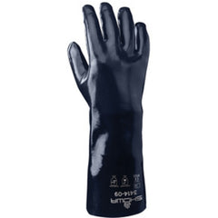 Chemical resistant neoprene fully coated 14″ gauntlet/wrinkle finish navy/small - Caliber Tooling