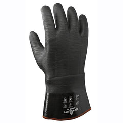 Insulated fully coated neoprene 12″ gauntlet black rough finish/large - Caliber Tooling