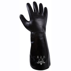 Chemical resistant neoprene fully coated heavyweight elbow length gauntlet black rough finish/large - Caliber Tooling